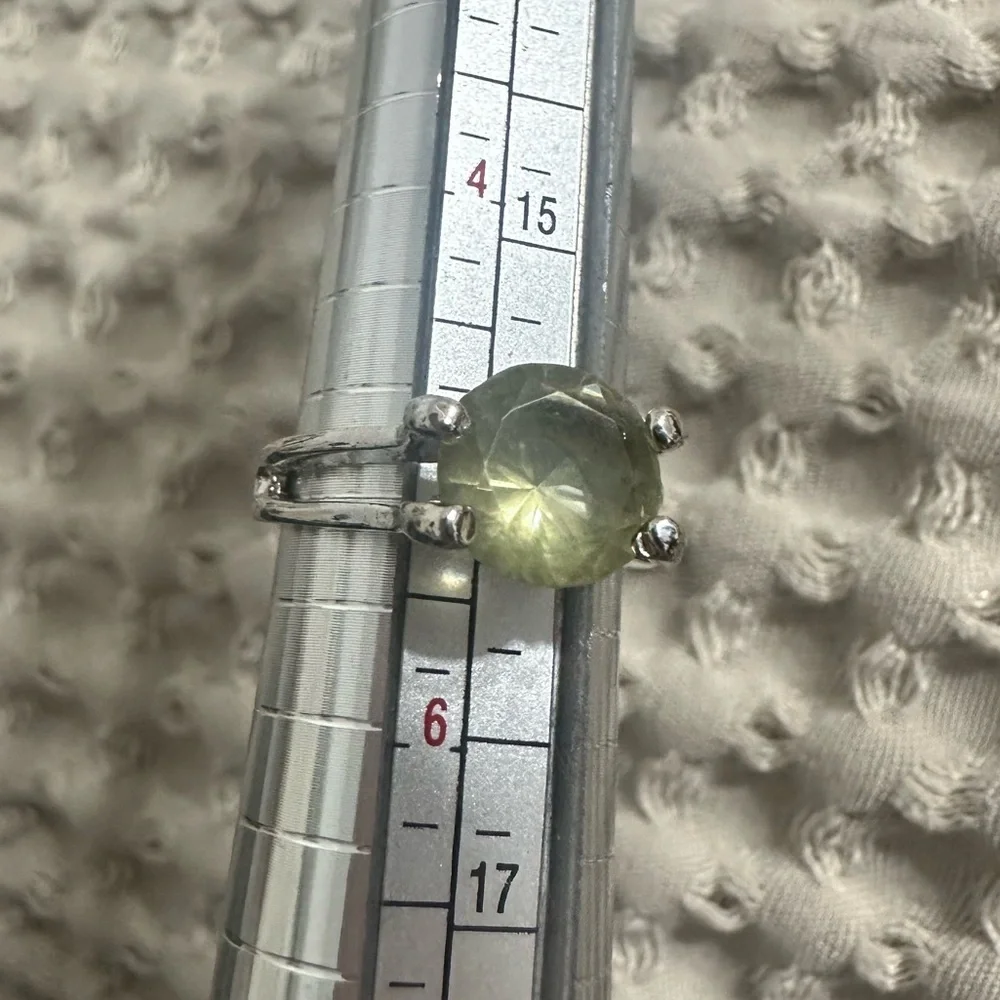 Sea Green Resin Gemstone Statement Ring Silver Tone Band | Boho Artisan